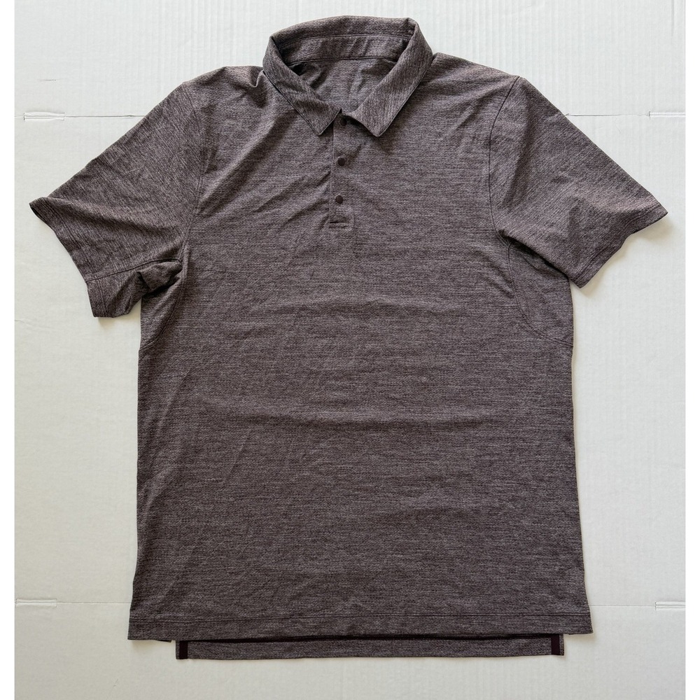 Lululemon Snap Front Performance Polo Men's M Hearhered Maroon